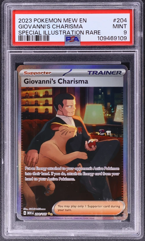 2023 Pokemon Mew En-151 #204 Giovanni's Charisma Special Illustration Rare