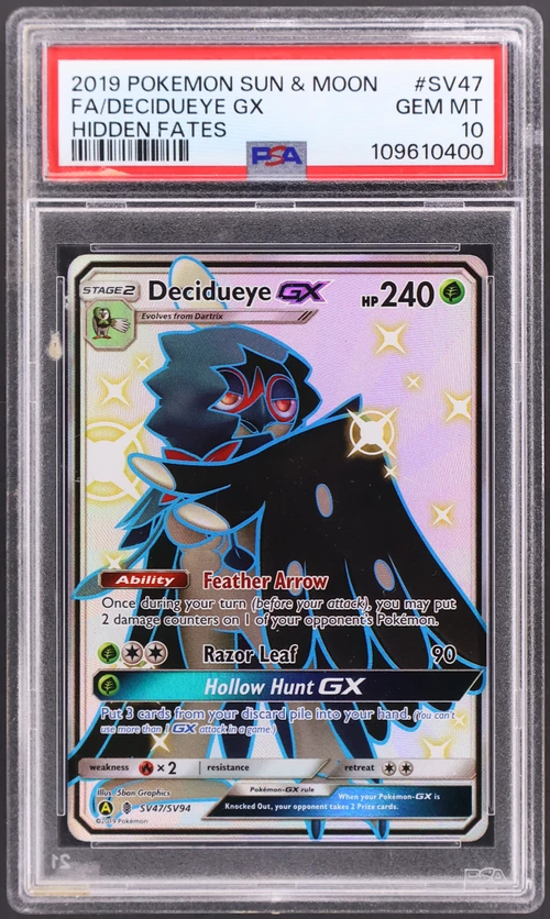 2019 Pokemon Sun & Moon Hidden Fates #SV47 Full Art / Decidueye Gx