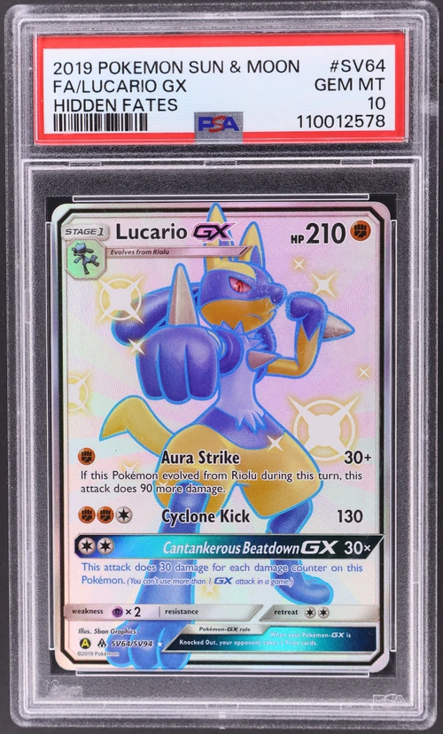 2019 Pokemon Sun & Moon Hidden Fates #SV64 Full Art / Lucario Gx