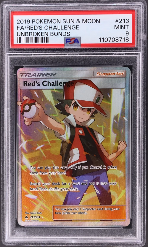 2019 Pokemon Sun & Moon Unbroken Bonds #213 Full Art / Red's Challenge