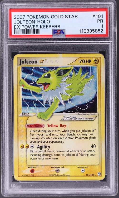 2007 Pokemon Ex Power Keepers #101 Jolteon-Holo Gold Star