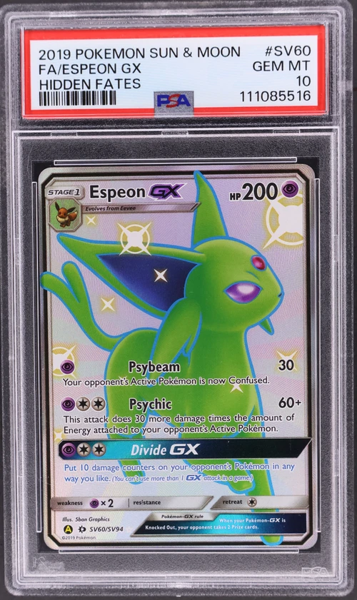 2019 Pokemon Sun & Moon Hidden Fates #SV60 Full Art / Espeon Gx