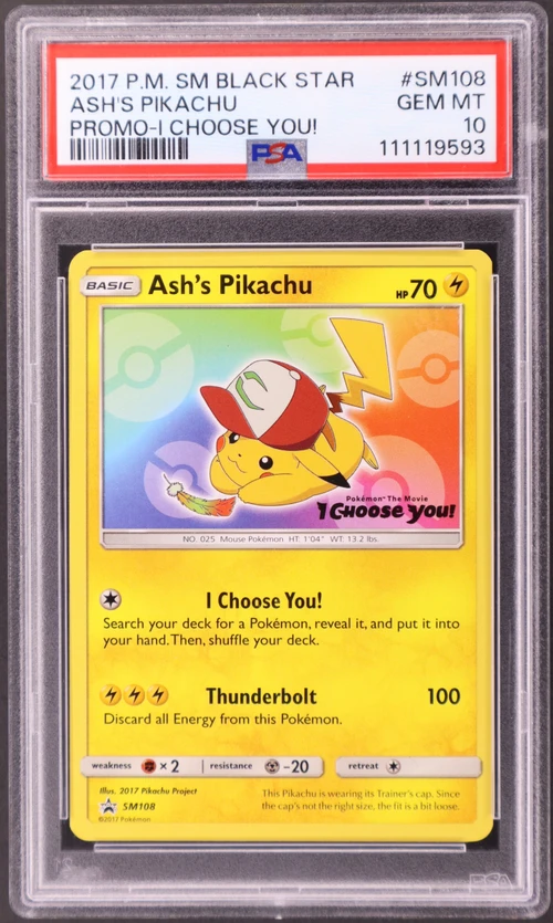 2017 Pokemon Sm Black Star Promo #SM108 Ash's Pikachu I Choose You!