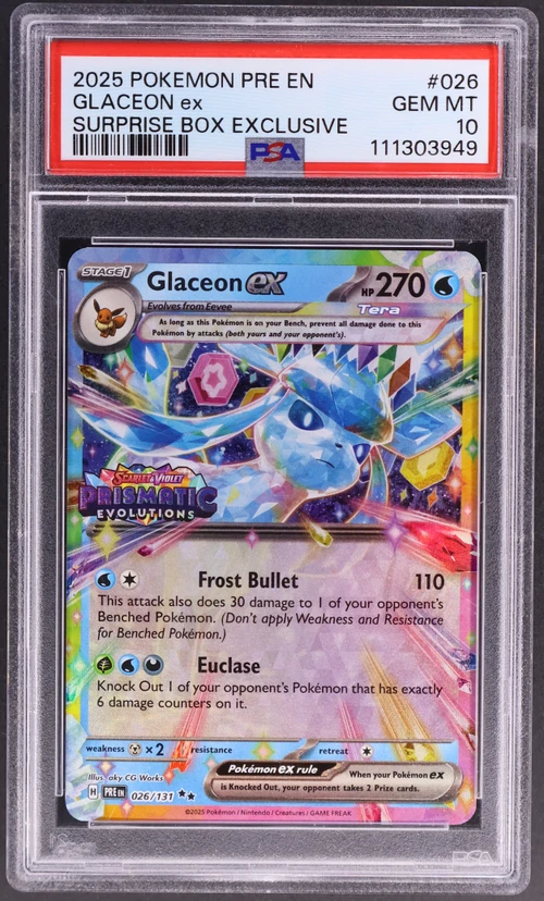 2025 Pokemon Pre En-Prismatic Evolutions #026 Glaceon Ex Surprise Box Exclusive