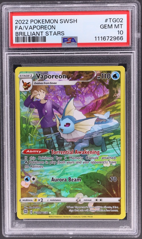 2022 Pokemon Sword & Shield Brilliant Stars #TG02 Full Art / Vaporeon
