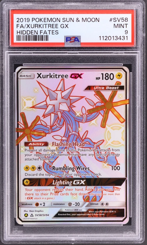 2019 Pokemon Sun & Moon Hidden Fates #SV58 Full Art / Xurkitree Gx