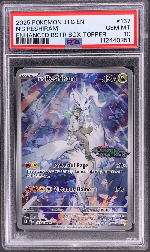2025 Pokemon Jtg En-Journey Together #167 N's Reshiram Enhanced Booster Box Topper