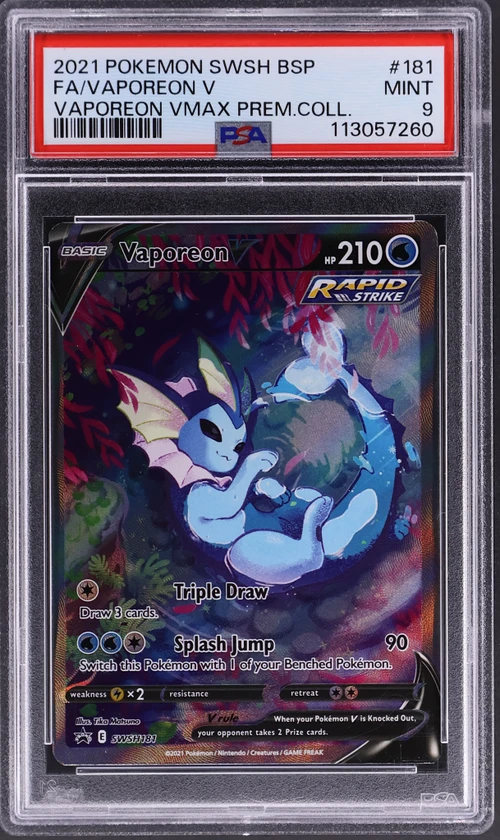 2021 Pokemon Swsh Black Star Promo #181 Full Art / Vaporeon V Vaporeon Vmax Premium Collection