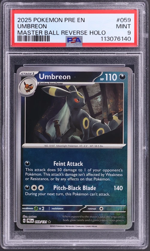 2025 Pokemon Pre En-Prismatic Evolutions #059 Umbreon Master Ball Reverse Holo