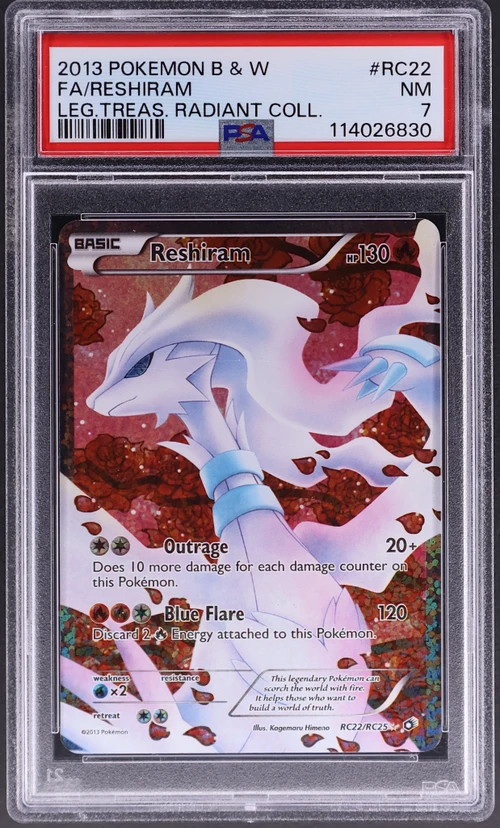 2013 Pokemon Black & White Legendary Treasures Radiant Collection #RC22 Full Art / Reshiram