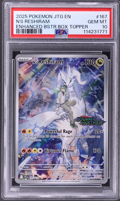 2025 Pokemon Jtg En-Journey Together #167 N's Reshiram Enhanced Booster Box Topper