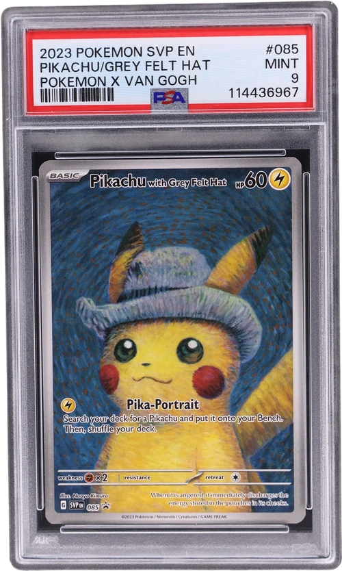2023 Pokemon Svp En-Sv Black Star Promo #085 Pikachu With Grey Felt Hat Pokemon X Van Gogh (PSA 9)