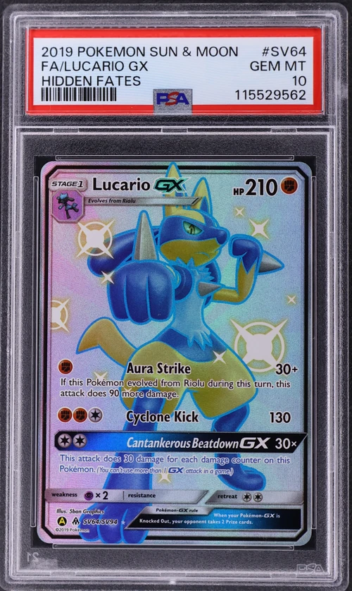 2019 Pokemon Sun & Moon Hidden Fates #SV64 Full Art / Lucario Gx