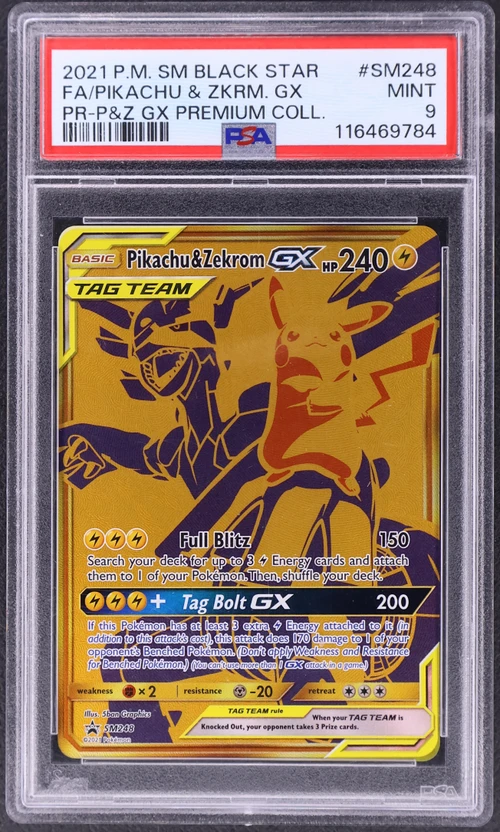 2021 Pokemon Sm Black Star Promo #SM248 Full Art / Pikachu & Zekrom Gx Pikachu & Zekrom Gx Premium Collection