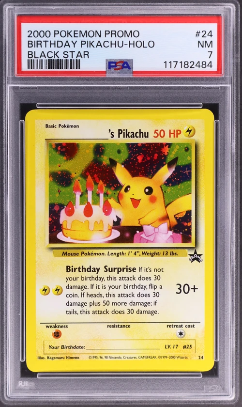 2000 Pokemon Promo Black Star #24 Birthday Pikachu-Holo