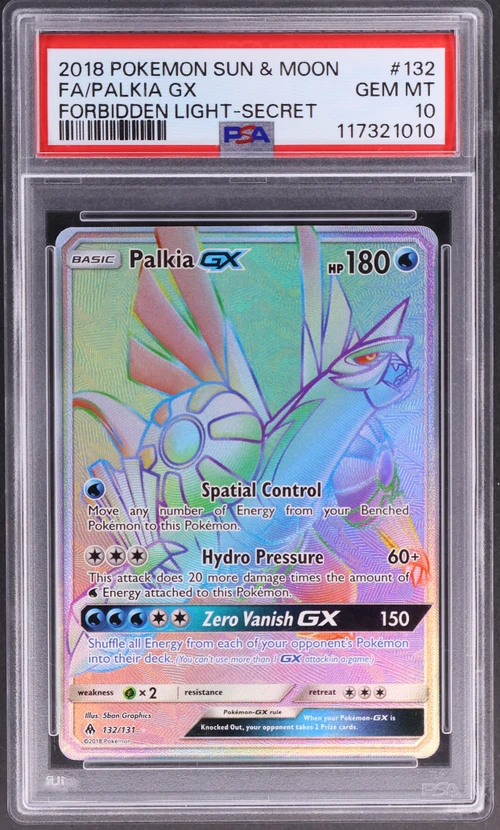 2018 Pokemon Sun & Moon Forbidden Light #132 Full Art / Palkia Gx Secret