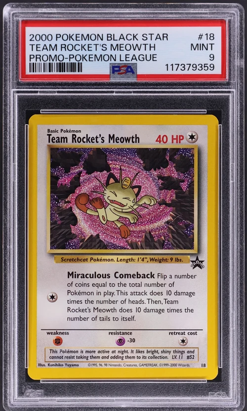 2000 Pokemon Promo Black Star #18 Team Rocket's Meowth Pokemon League