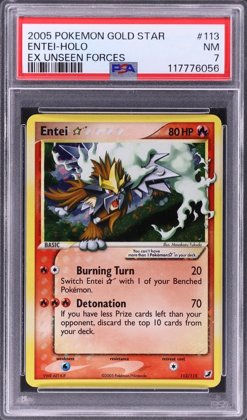 2005 Pokemon Ex Unseen Forces #113 Entei-Holo Gold Star