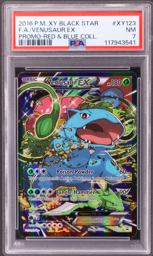 2016 Pokemon Xy Black Star Promo #XY123 Full Art / Venusaur Ex Red & Blue Collection