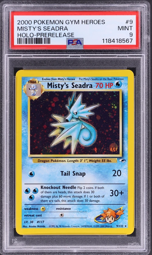2000 Pokemon Gym Heroes #9 Misty's Seadra Holo-Prerelease