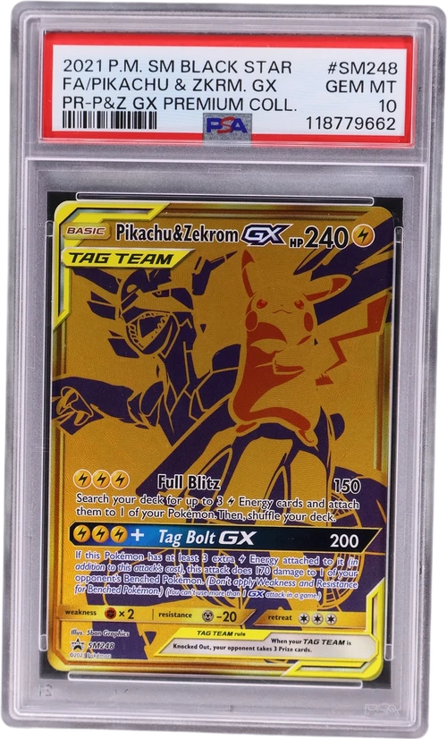 2021 Pokemon Sm Black Star Promo #SM248 Full Art / Pikachu & Zekrom Gx Pikachu & Zekrom Gx Premium Collection