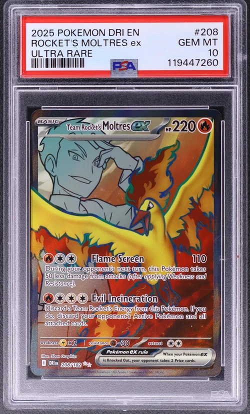 2025 Pokemon Dri En-Destined Rivals #208 Team Rocket's Moltres Ex Ultra Rare