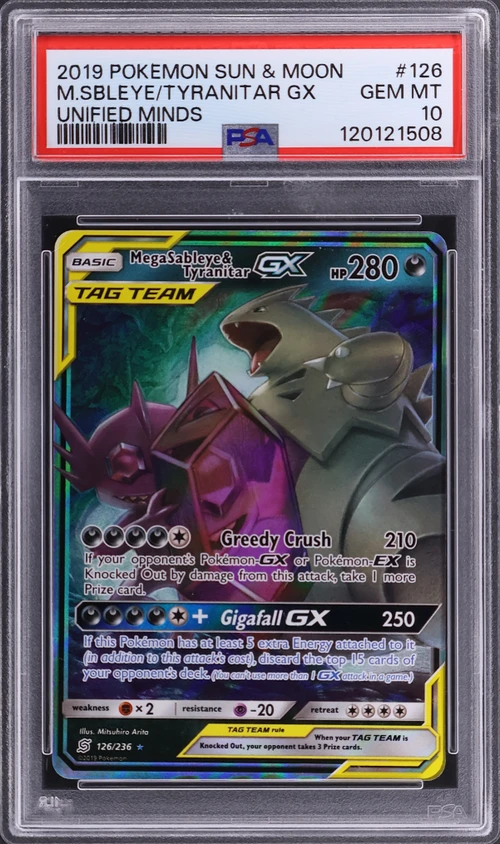 2019 Pokemon Sun & Moon Unified Minds #126 Mega Sableye & Tyranitar Gx