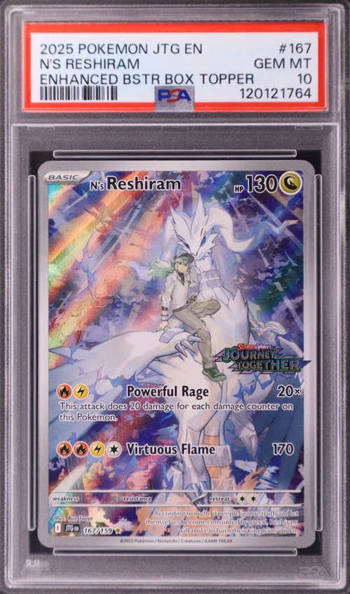 2025 Pokemon Jtg En-Journey Together #167 N's Reshiram Enhanced Booster Box Topper