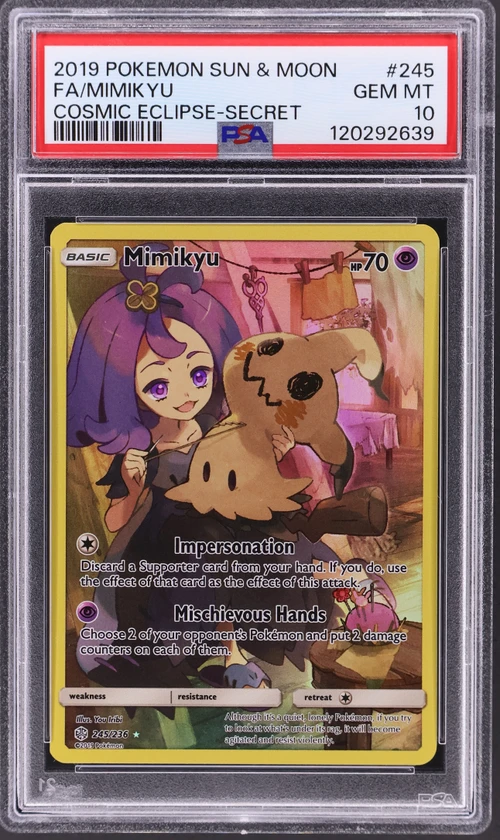 2019 Pokemon Sun & Moon Cosmic Eclipse #245 Full Art / Mimikyu Secret
