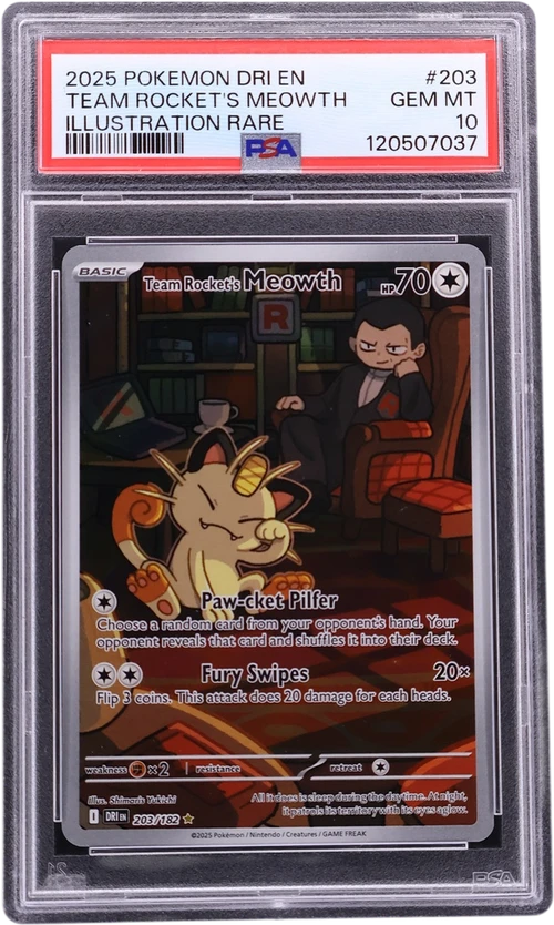 2025 Pokemon Dri En-Destined Rivals #203 Team Rocket's Meowth Illustration Rare