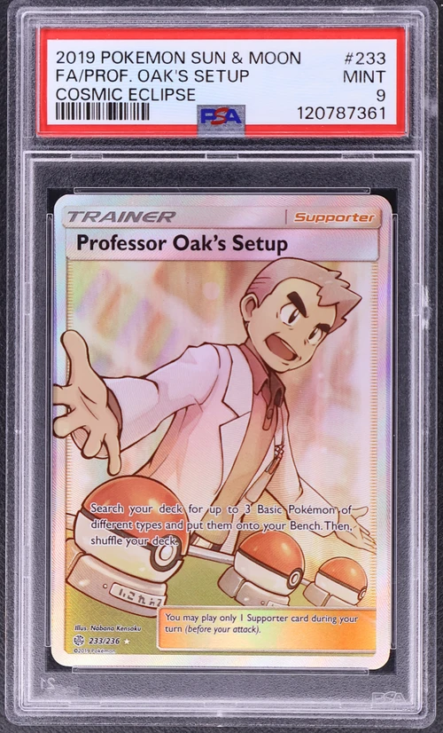 2019 Pokemon Sun & Moon Cosmic Eclipse #233 Full Art / Professor Oak's Setup