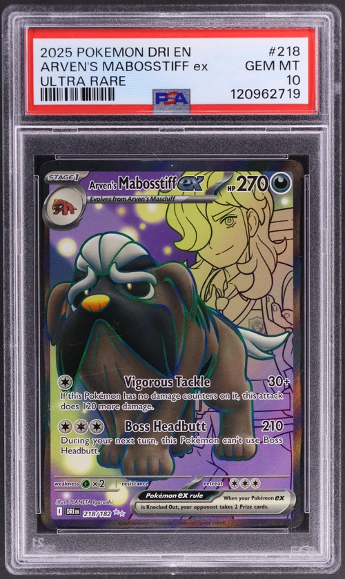2025 Pokemon Dri En-Destined Rivals #218 Arven's Mabosstiff Ex Ultra Rare