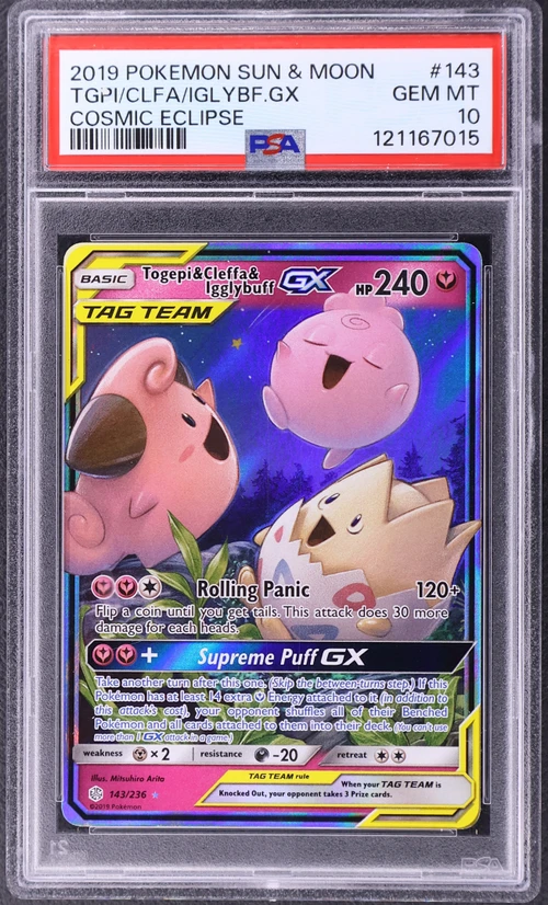 2019 Pokemon Sun & Moon Cosmic Eclipse #143 Togepi & Cleffa & Igglybuff Gx