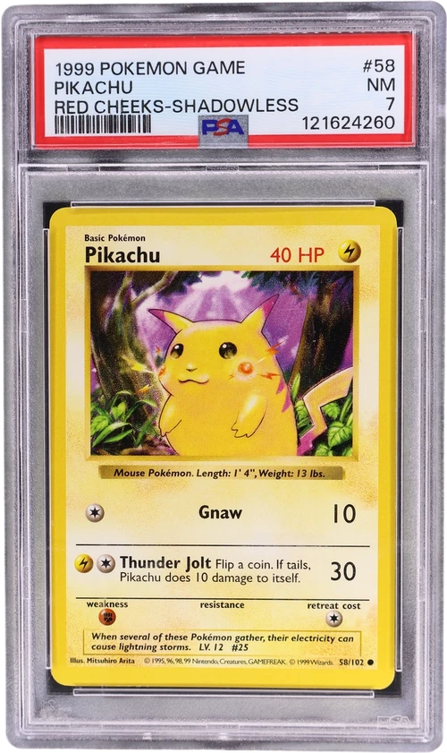1999 Pokemon Game #58 Pikachu Red Cheeks-Shadowless