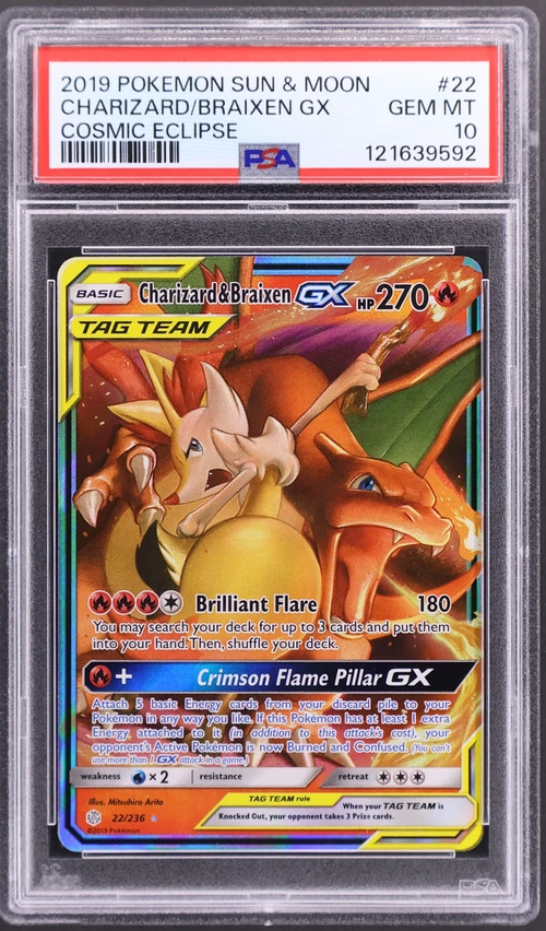 2019 Pokemon Sun & Moon Cosmic Eclipse #22 Charizard & Braixen Gx