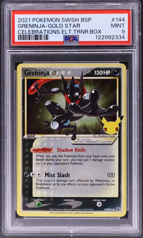 2021 Pokemon Swsh Black Star Promo #144 Greninja-Gold Star Celebrations Elite Trainer Box