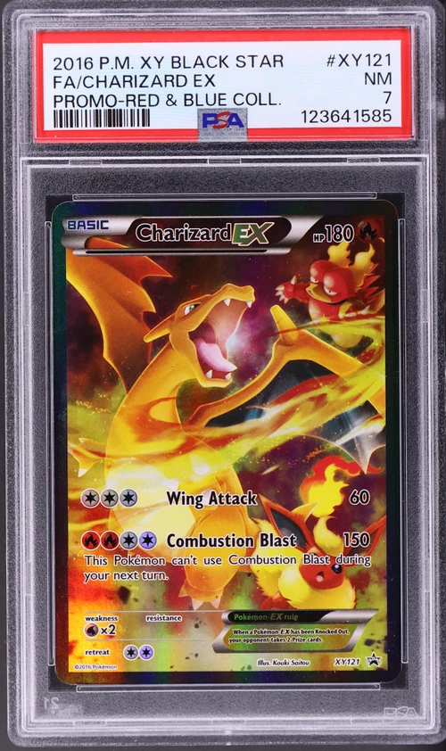 2016 Pokemon Xy Black Star Promo #XY121 Full Art / Charizard Ex Red & Blue Collection