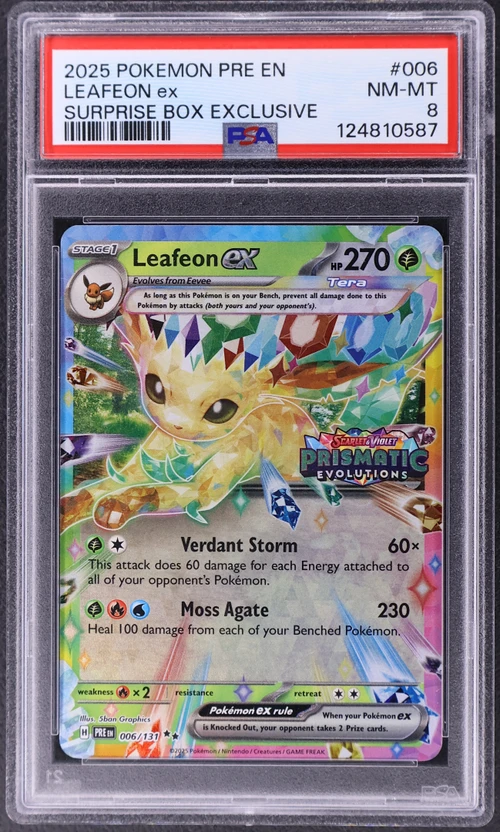 2025 Pokemon Pre En-Prismatic Evolutions #006 Leafeon Ex Surprise Box Exclusive