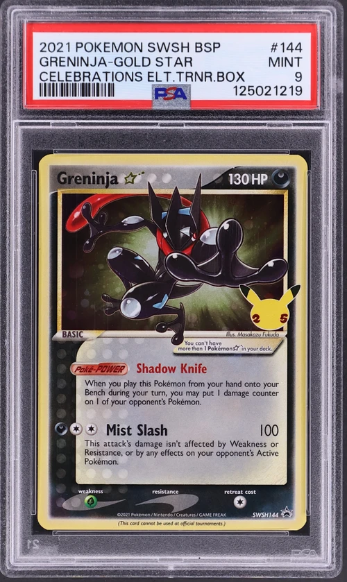 2021 Pokemon Swsh Black Star Promo #144 Greninja-Gold Star Celebrations Elite Trainer Box