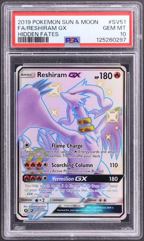 2019 Pokemon Sun & Moon Hidden Fates #SV51 Full Art / Reshiram Gx