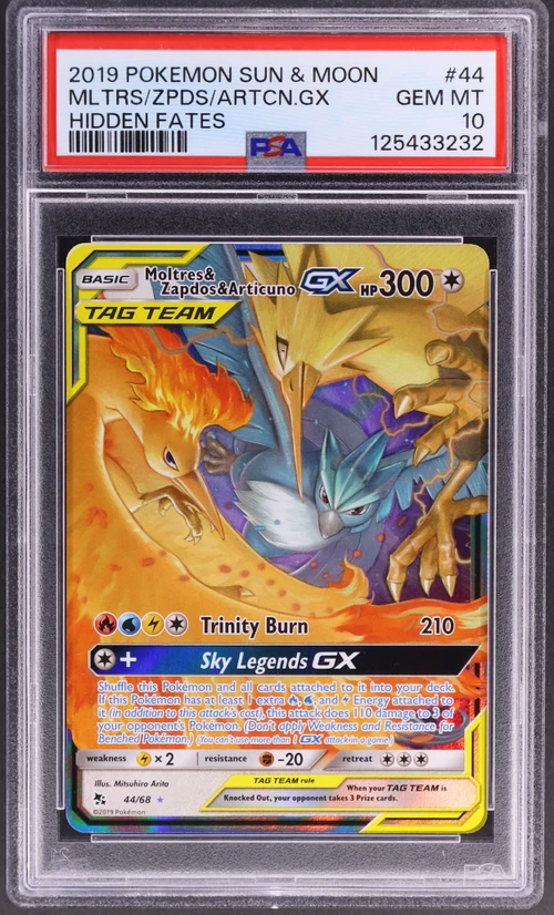 2019 Pokemon Sun & Moon Hidden Fates #44 Moltres & Zapdos & Articuno Gx
