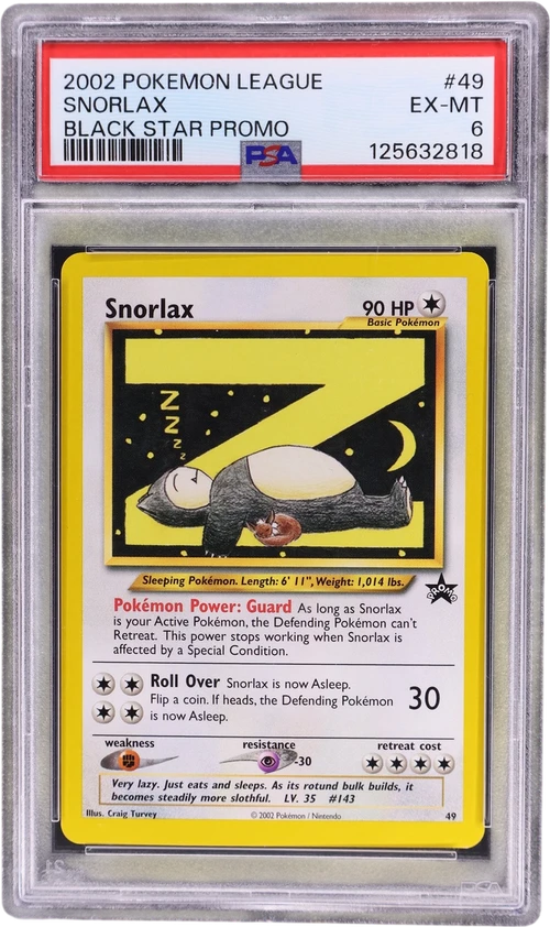 2002 Pokemon League Promo Black Star #49 Snorlax