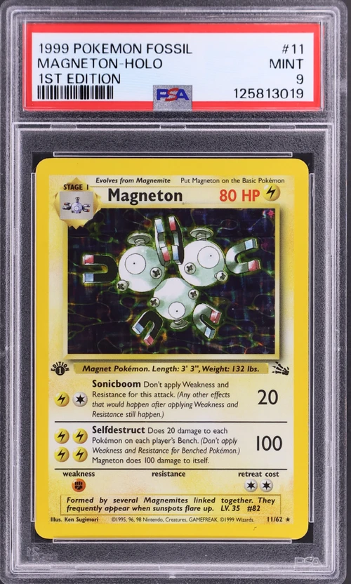 1999 Pokemon Fossil #11 Magneton-Holo 1st Edition