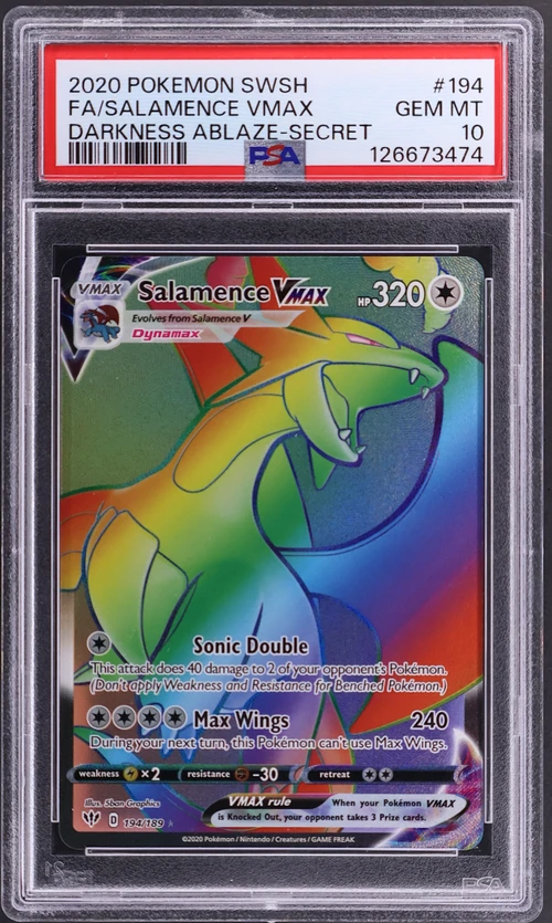 2020 Pokemon Sword & Shield Darkness Ablaze #194 Full Art / Salamence Vmax Secret