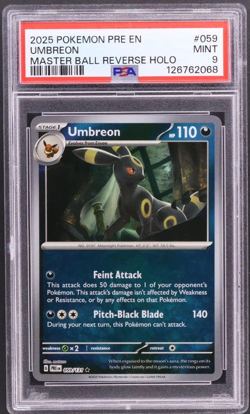 2025 Pokemon Pre En-Prismatic Evolutions #059 Umbreon Master Ball Reverse Holo