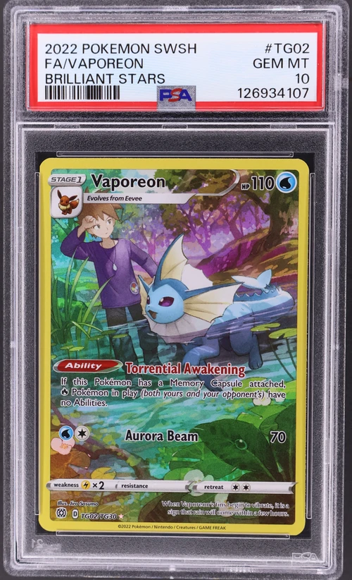 2022 Pokemon Sword & Shield Brilliant Stars #TG02 Full Art / Vaporeon