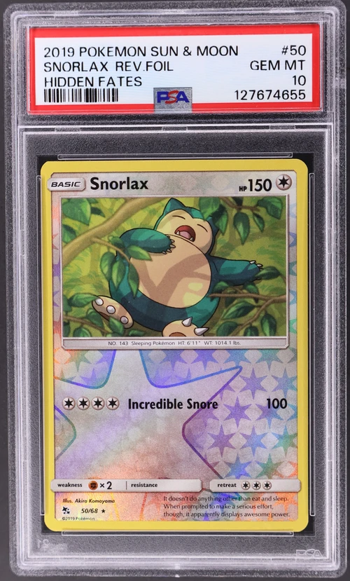 2019 Pokemon Sun & Moon Hidden Fates #50 Snorlax-Reverse Foil