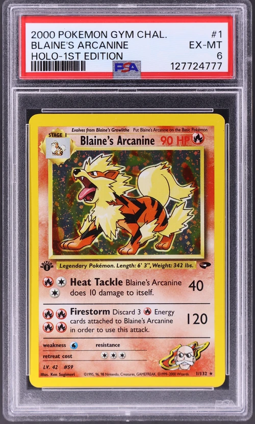 2000 Pokemon Gym Challenge #1 Blaine's Arcanine Holo-1st Edition