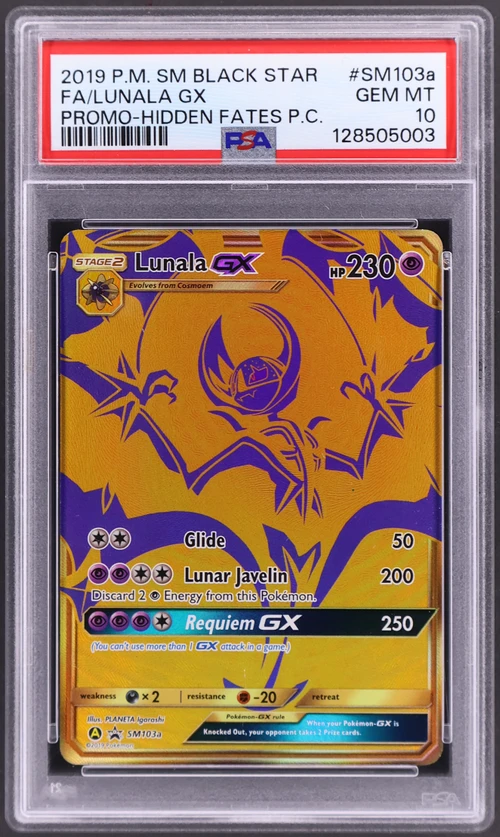 2019 Pokemon Sm Black Star Promo #SM103a Full Art / Lunala Gx Hidden Fates Premium Collection