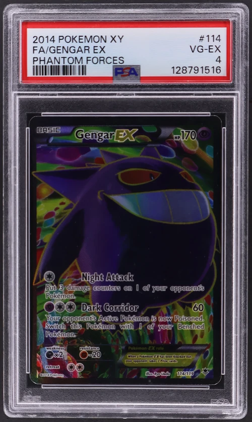 2014 Pokemon Xy Phantom Forces #114 Full Art / Gengar Ex (PSA 4)